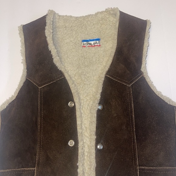 Handmade Boho Brown Suede Sherpa Vest - Women’s Size XS - Picture 5 of 11